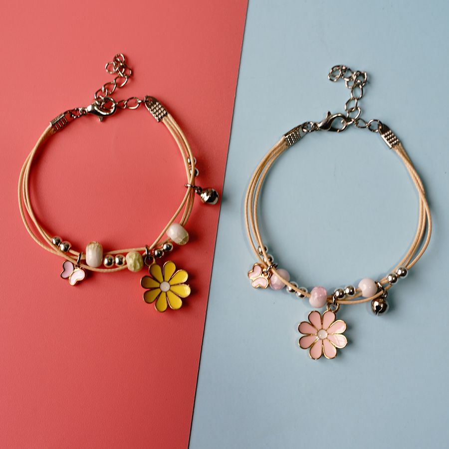 Süßwasserperlen-Blumen-weibliche handgewebte schöne Armbänder