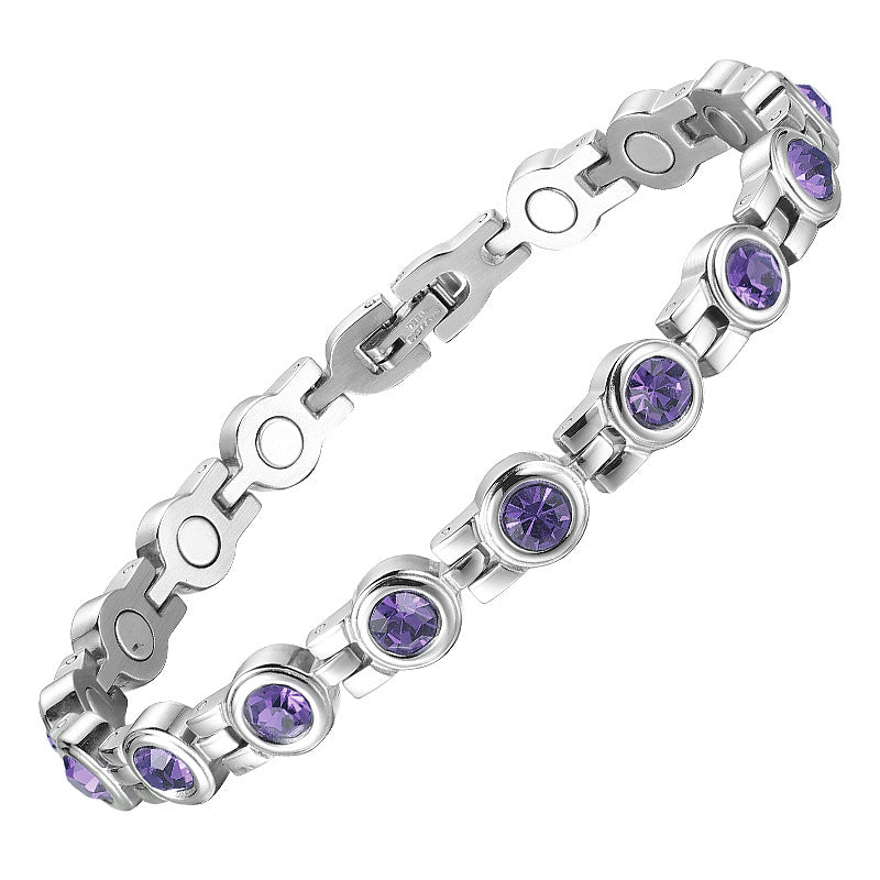 Women's Fashion Simple Rhinestone Zircon Stainless Steel Bracelets