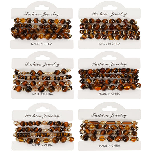Women's & Men's Imitation Tiger Eye Stone Round Beads Jade Cat Style To Bracelet