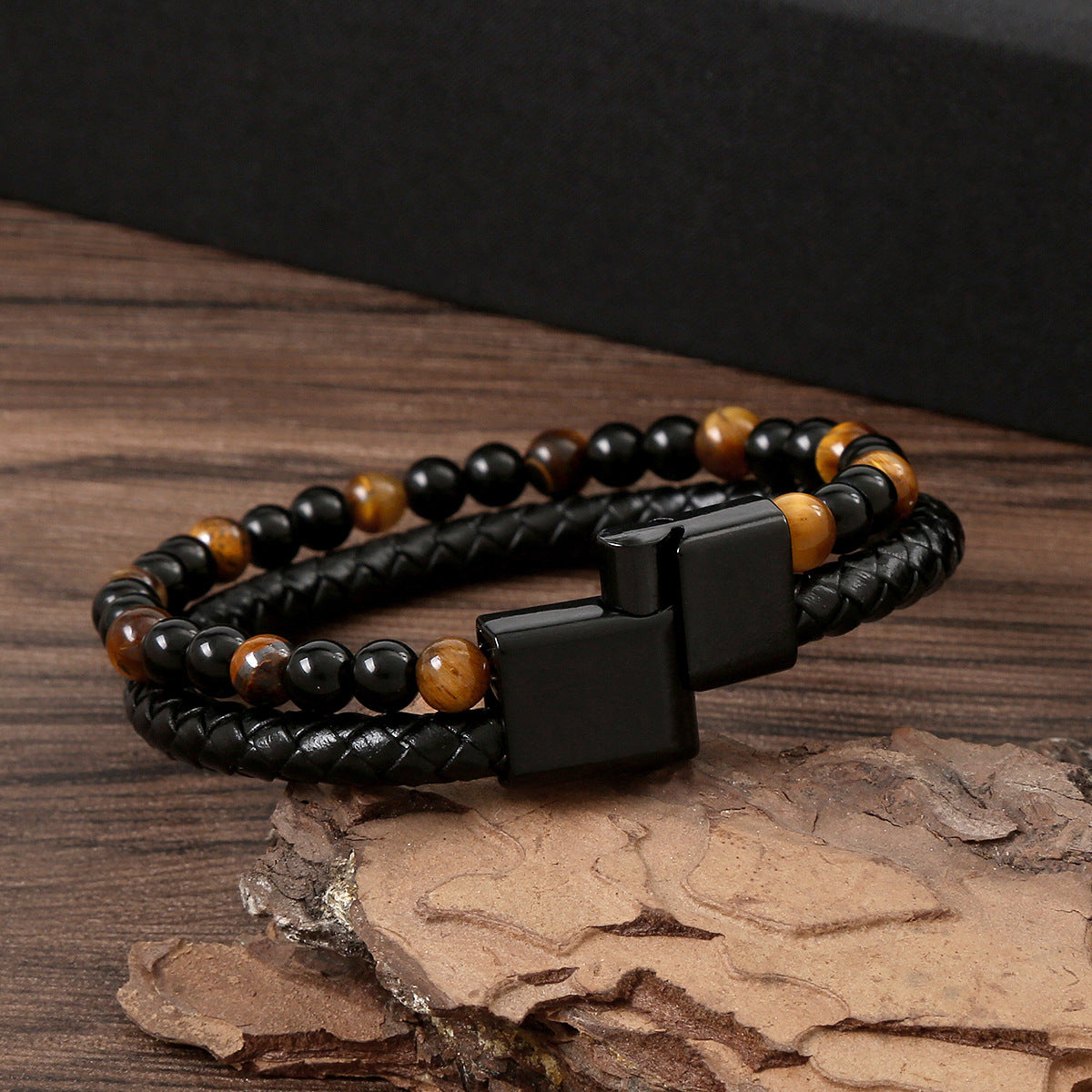 Men's Jewelry Beaded Natural Tigereye Hand-woven Alloy Bracelets