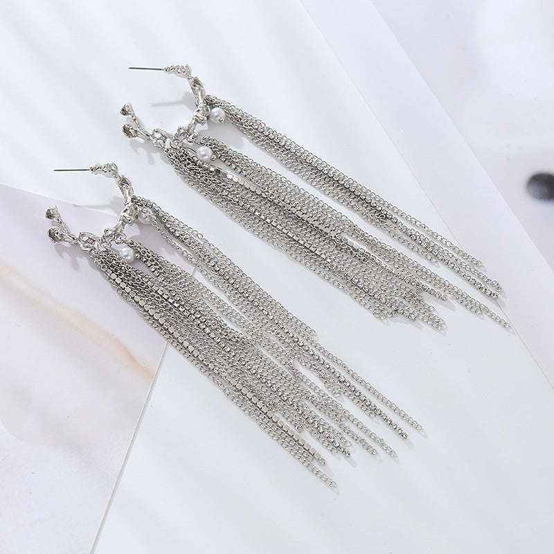 Elegant Retro Long Exquisite Tassel High Sense The Earrings