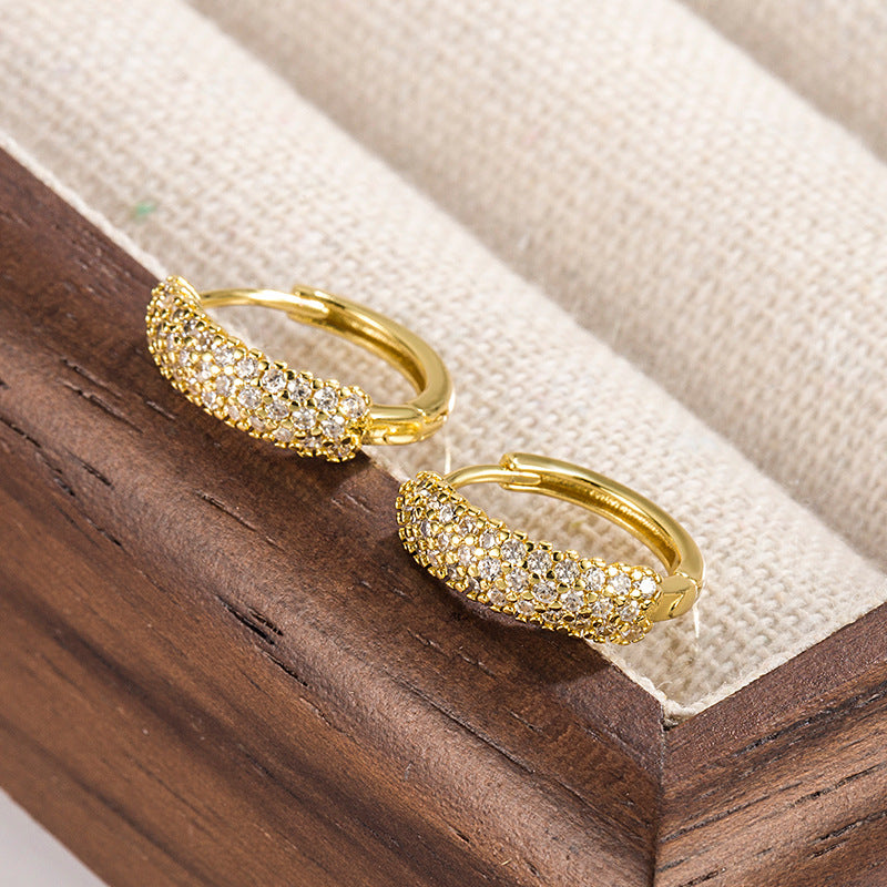 Circle Zircon Trendy Design Full Diamond Super Flash Exquisite Versatile Earrings