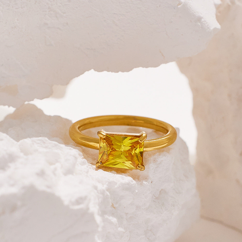 Stainless Steel Female Gold Plated Design High Sense Ring