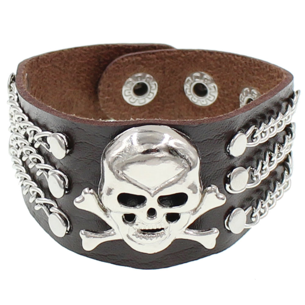 Protection Leather Fashion Punk Rivet Nightclub Domineering Ghost Skull Bracelet