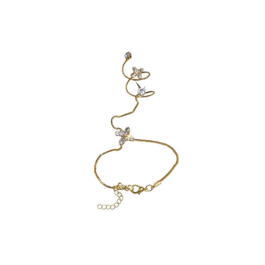 Women's Zircon Round Flower One-piece Light Luxury High-grade Design Sense Niche Bracelets