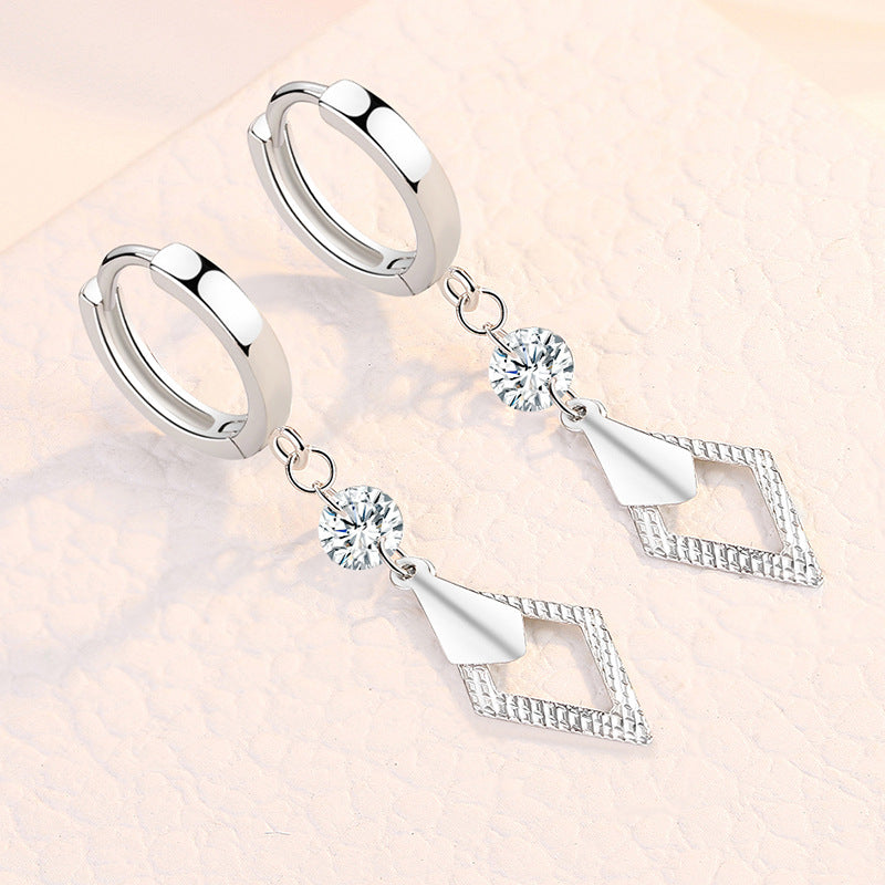 Boucles d'oreilles personnalisées en forme de losange pour femmes, longues et simples, en cristal