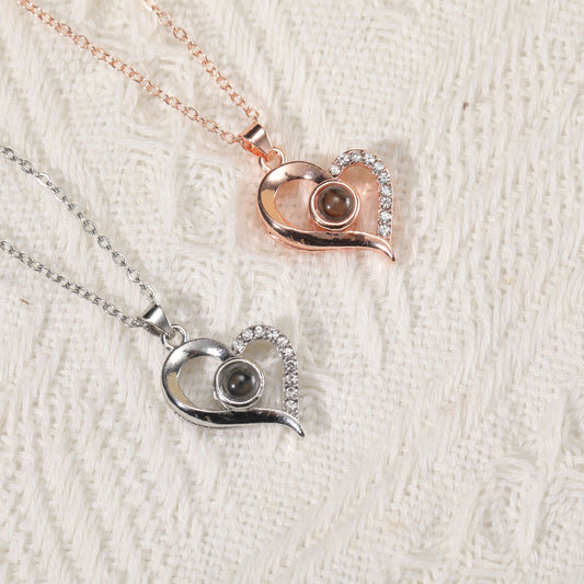 Colliers avec pendentif à mémoire de projection Love You pour femmes, hommes et femmes