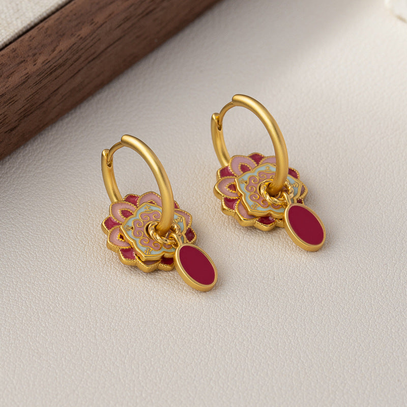Style Enamel Drip Glazed Temperament Wild High Sense Ear Clip Earrings