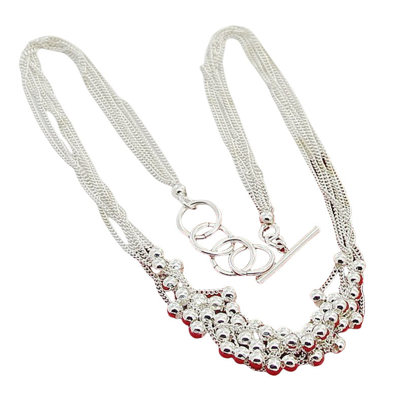 Unique Innovative Sier-plated Sand Beads Korean Necklace
