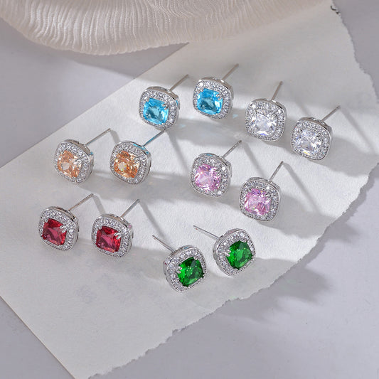 Colorful Crystal Zircon Simple Niche Small Earrings