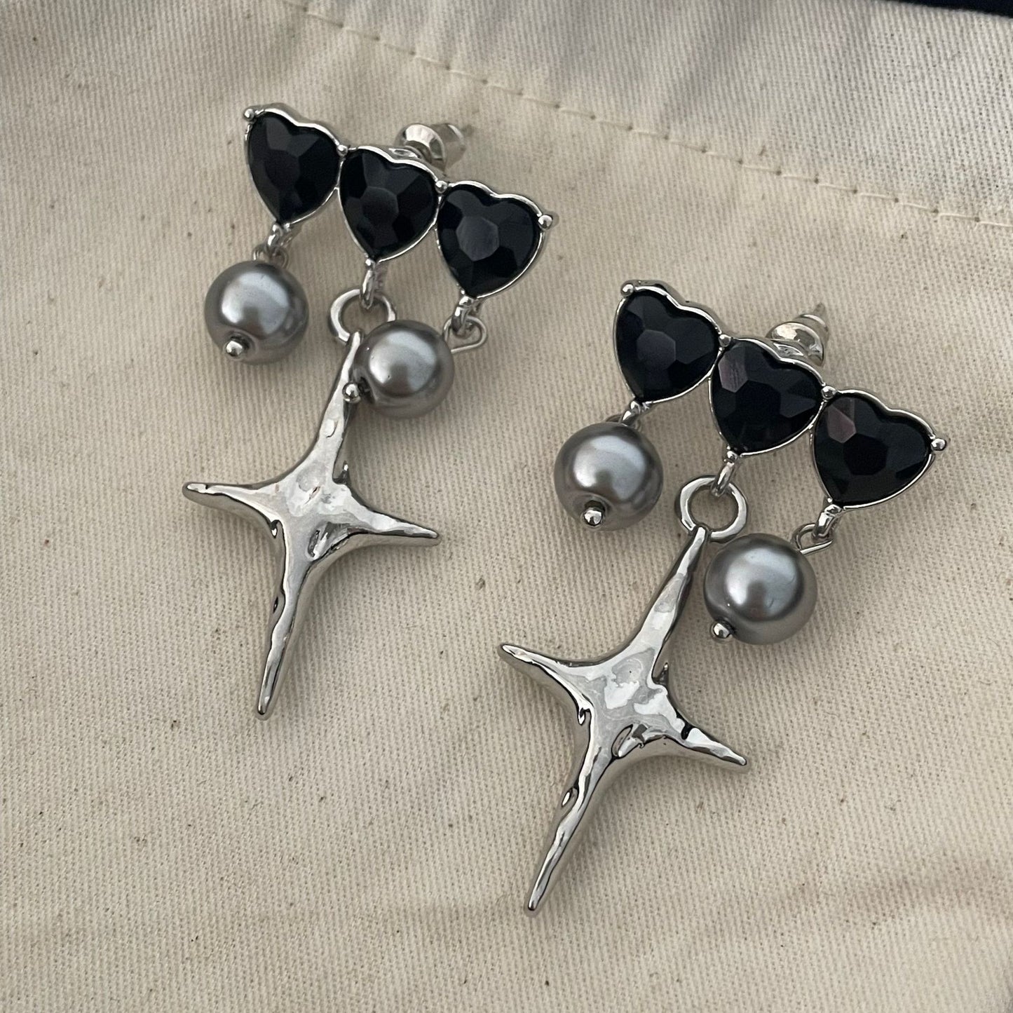 Zirconium Three-piece Heart Asterism Ear Niche American Hot Earrings