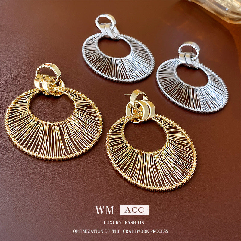 Exaggerated Metal Hollow Circle And Personalized High-grade Earrings