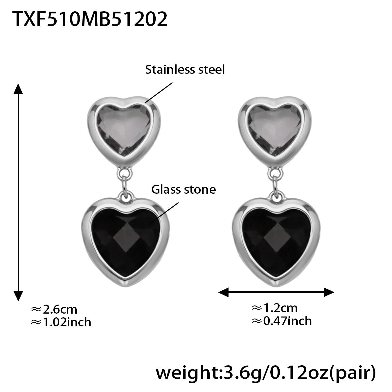 Cut Candy Color Heart-shaped Glass Stone Fashion Exquisite Stainless Rings