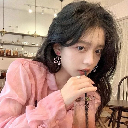Dopamine Flower Ear Hook Female Summer Earrings