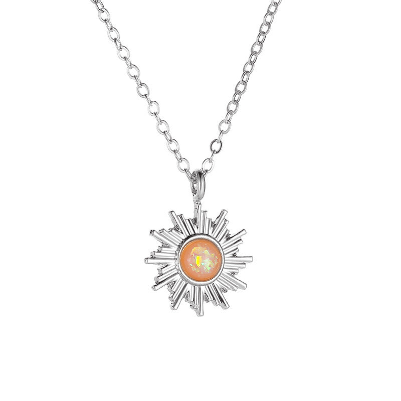 Koreanische Accessoires Opal Sun Elegante eingelegte Halsketten