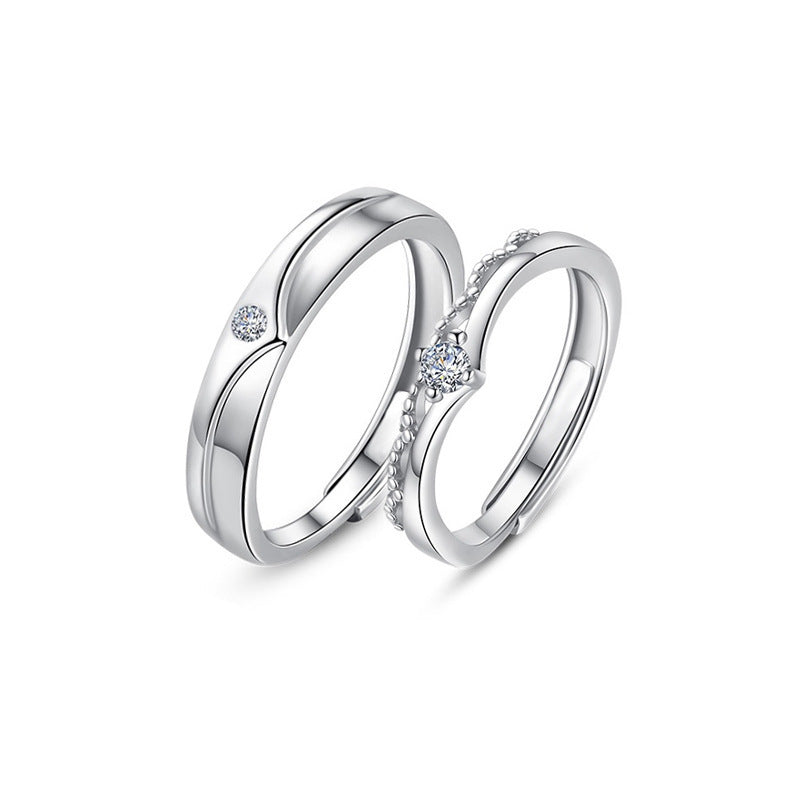 Women's & Men's Prince Princess Couple Sterling Sier Pair Niche Design Ring