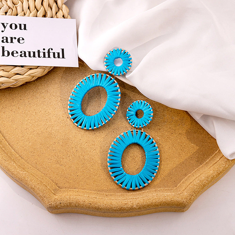 Boucles d'oreilles en cuir de couleur unie de style vacances simples