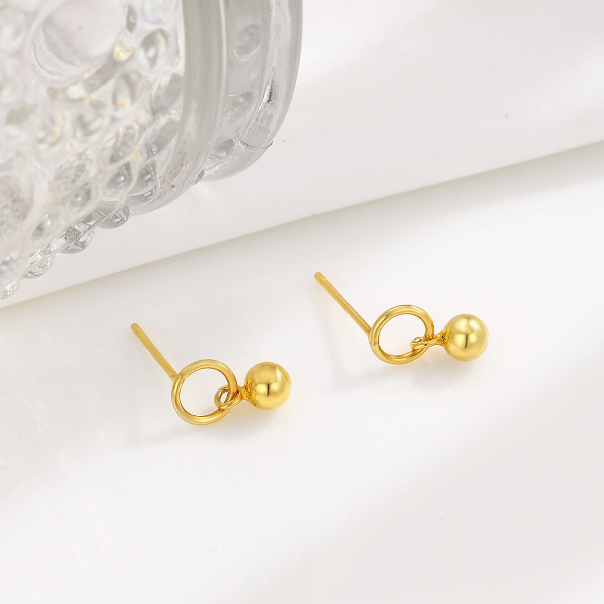 Sterling Sier Temperamental Simple Circle Ball Earrings