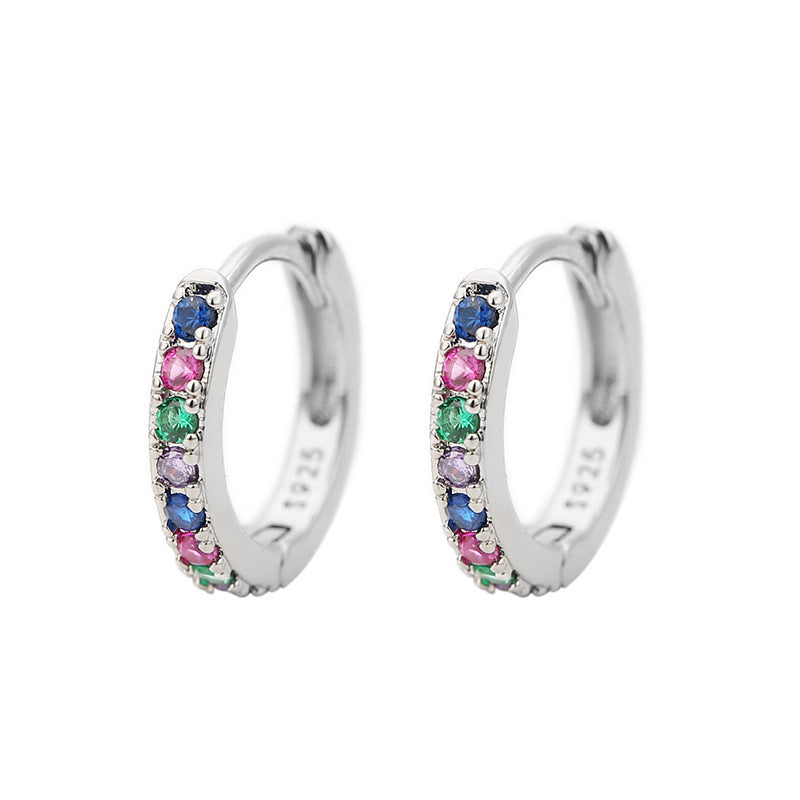Mini Small Eardrop Colorful Crystals Rose Ear Buckle