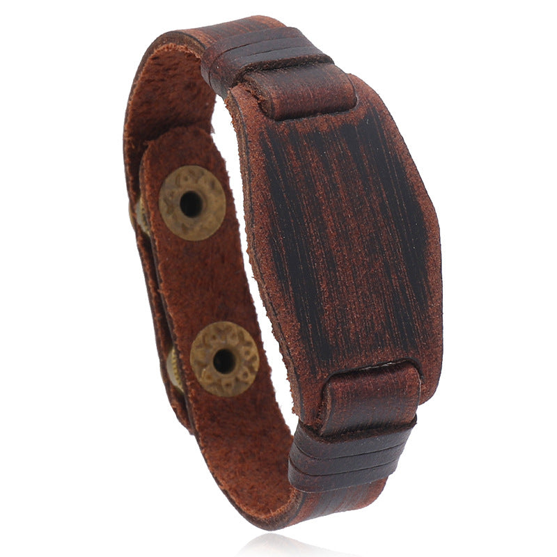 Herren Vintage Ornament Echtleder Punk Gewebte Armbänder