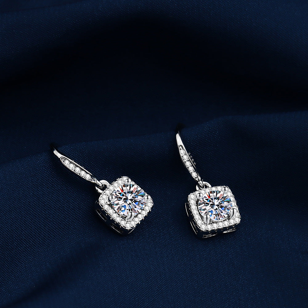 Elegant Imitation Moissanite Inlaid Full Diamond High-grade Square Earrings