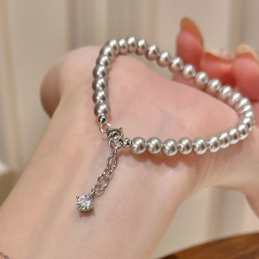 Gray Pearl Shining Diamond Female French Zircon Bracelet