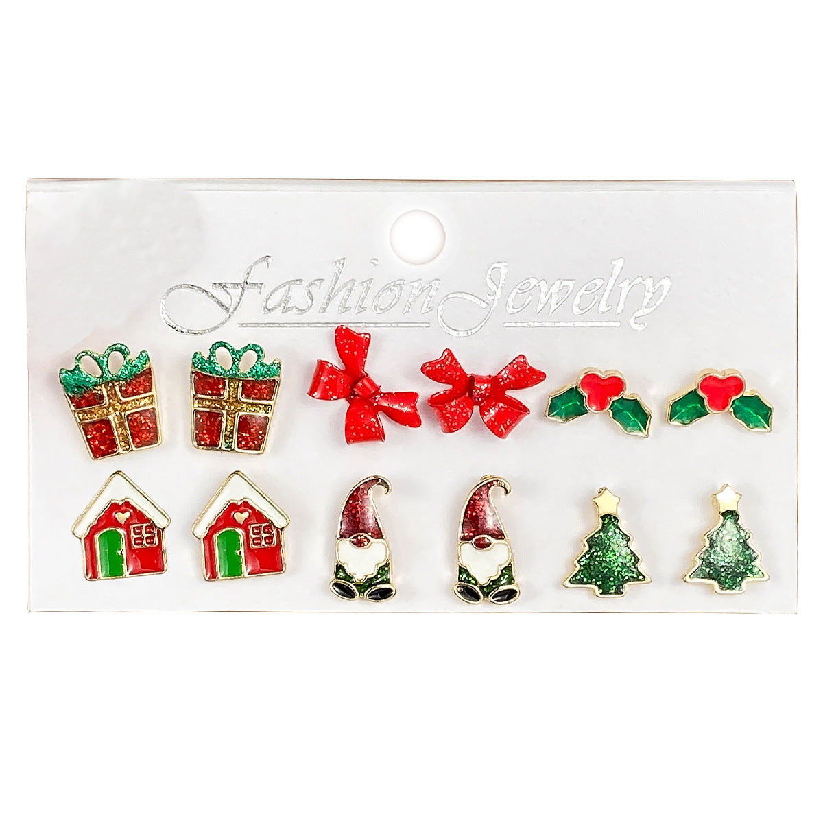 Snowflake Bell Combination Suit Cartoon Drip Crutch Earrings