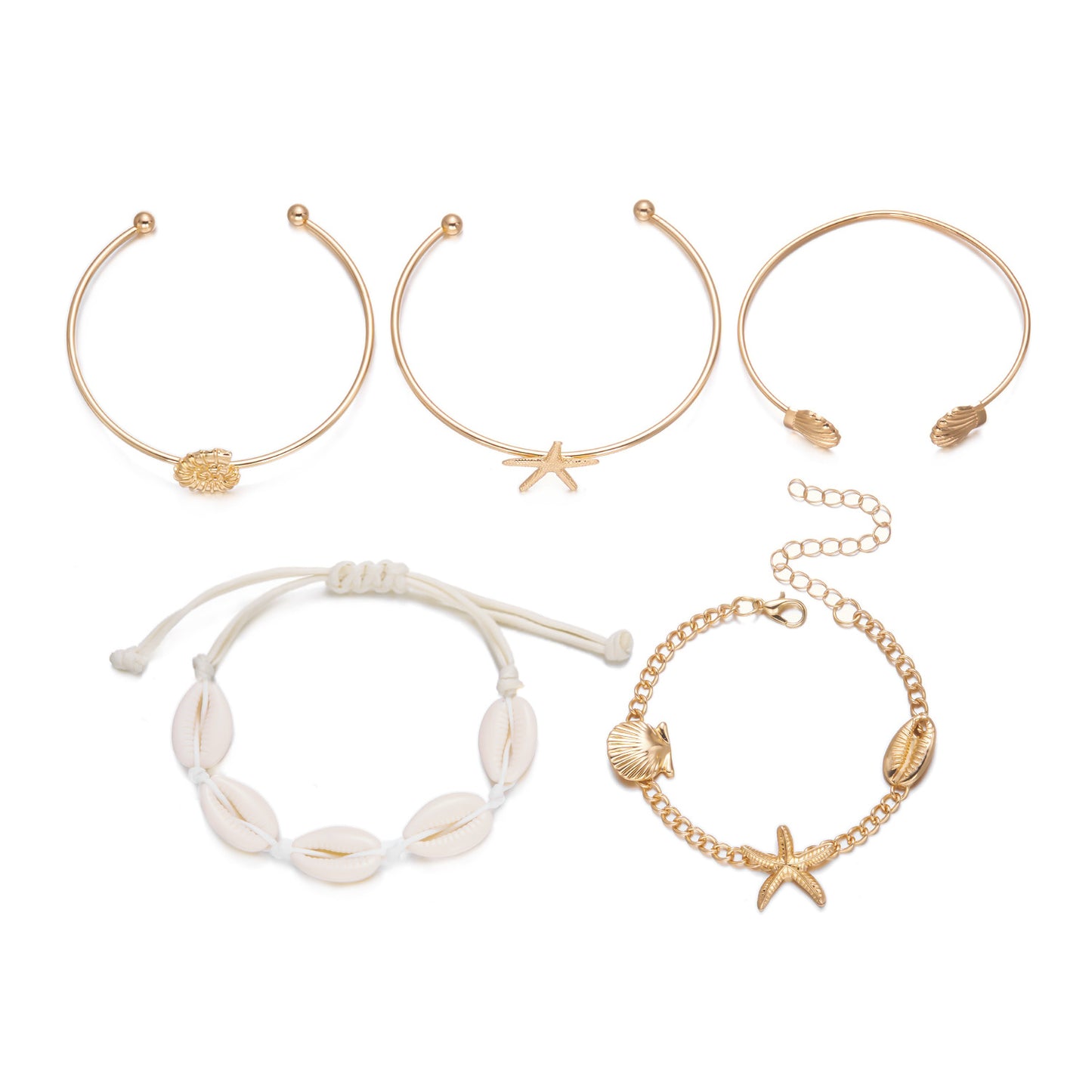 Women's Fashion Vacation Style Starfish Open-ended High-grade Metal Niche Bracelets