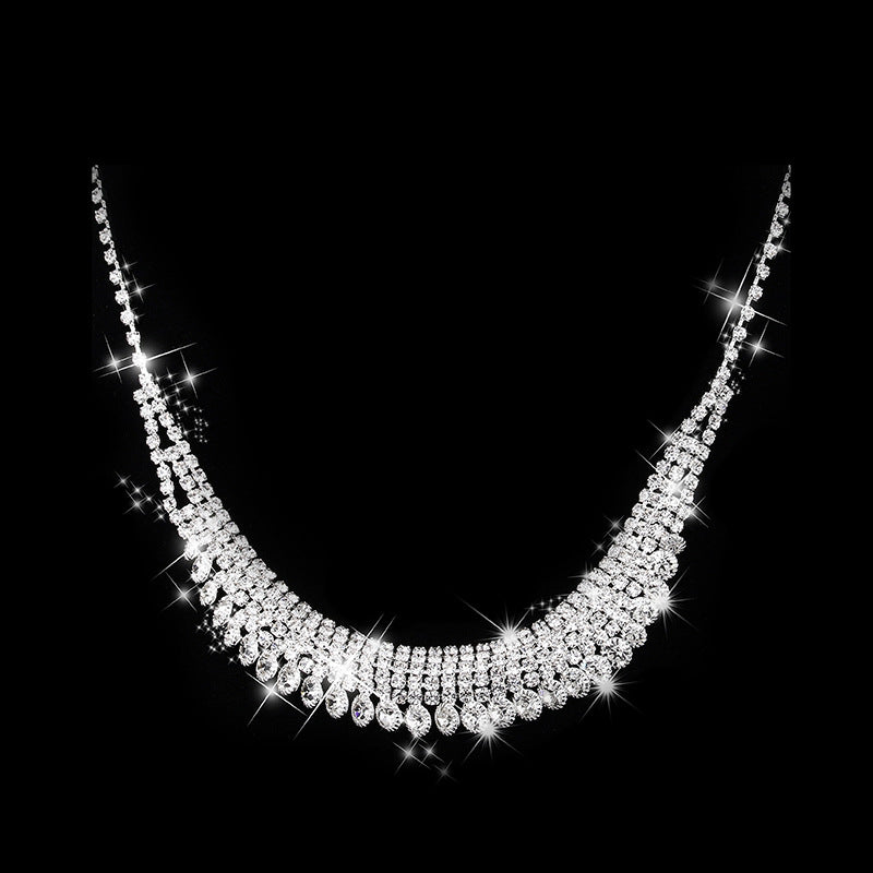 Fashion Brilliant Rhinestones Eardrops Wedding Ceremony Necklaces