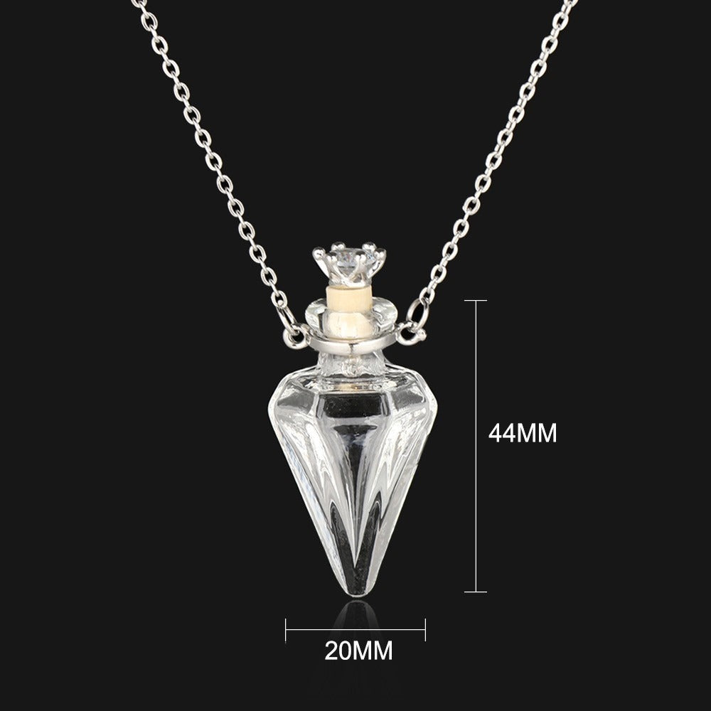 Transparent Heart-shaped Colored Glaze Perfume Essential Necklaces