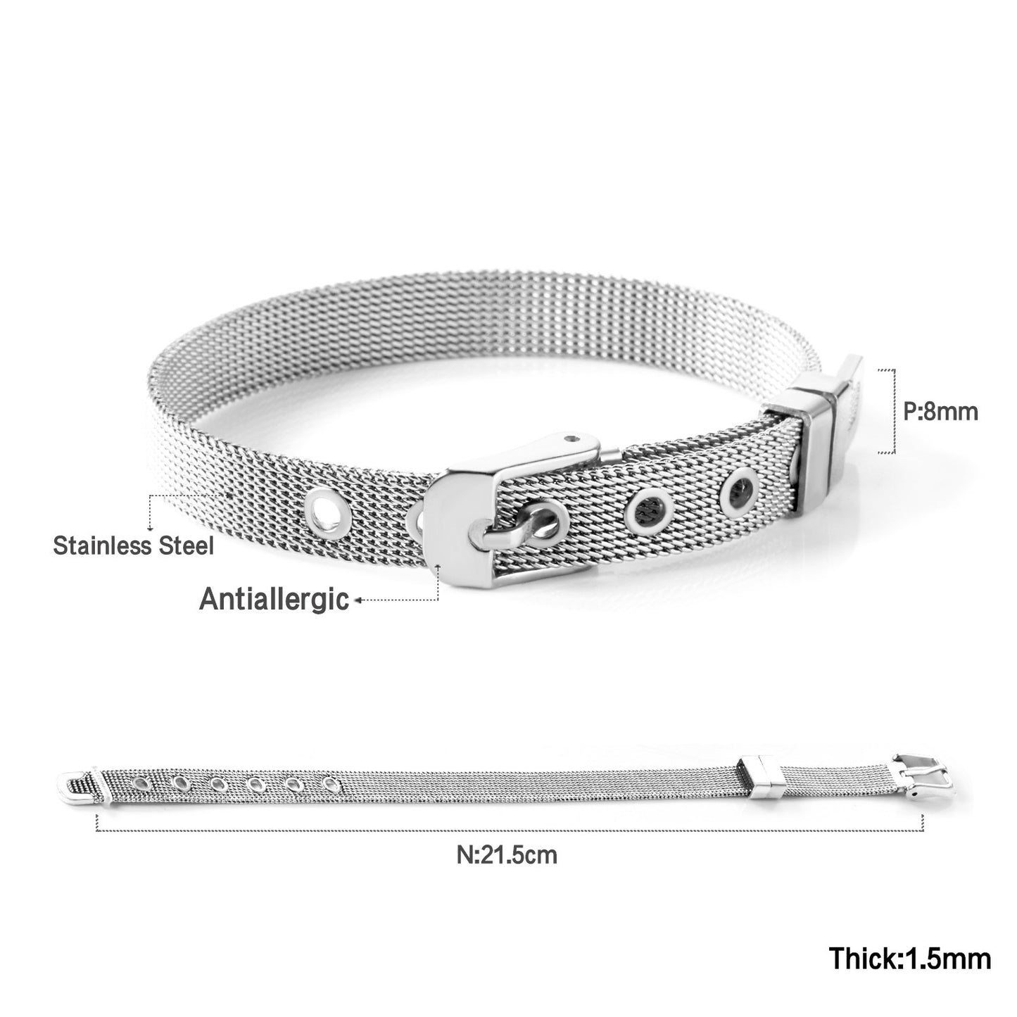 Women's Design Strap Adjustable Electroplated Stainless Steel Bracelets