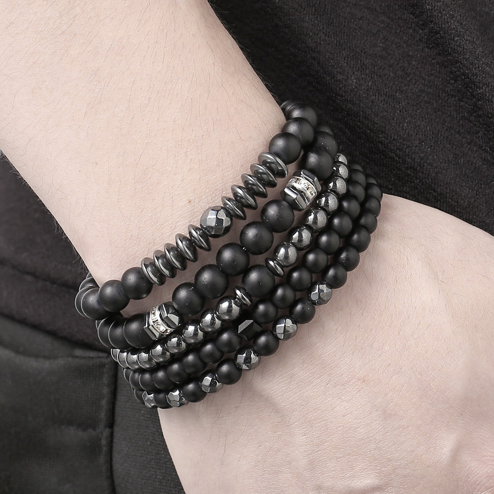 Men's Frosted Haematite Suit Hematite Beaded Bead Bracelets