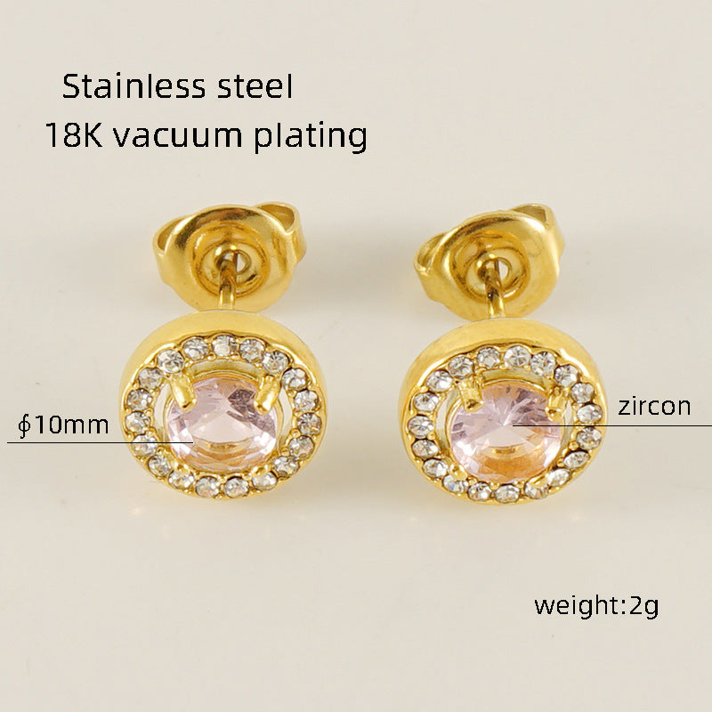 Women's Titanium Steel Zircon Stainless Square High-grade Earrings