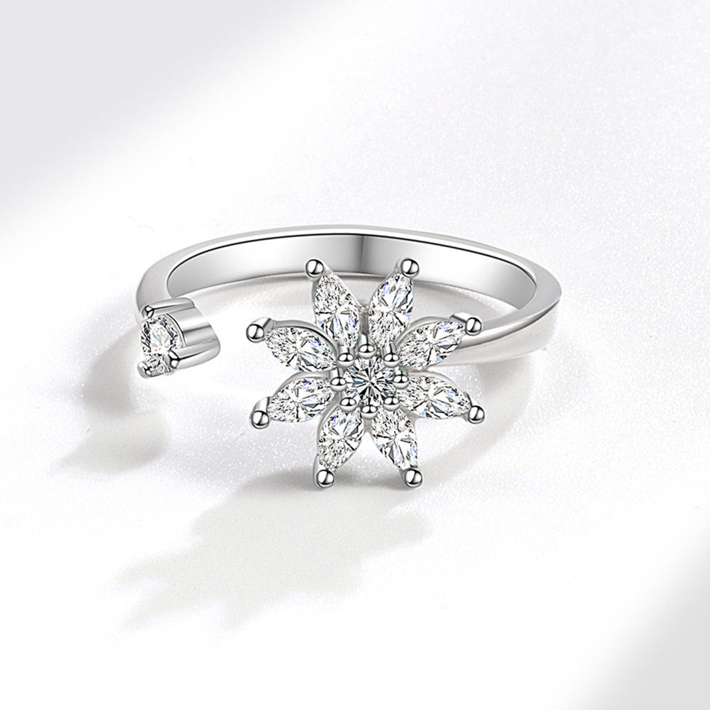 Turn Snowflake Rotatable Female Fashion Adjustable Personalized Rings