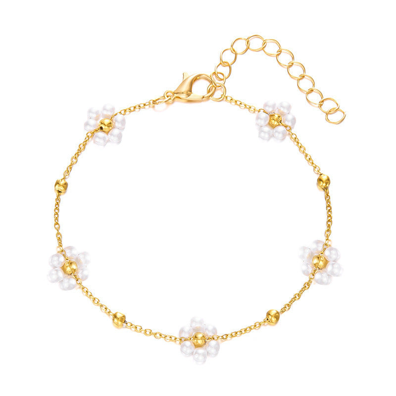 Women's Korean Style Fresh Flower Pearl Elegant Jewelry Set