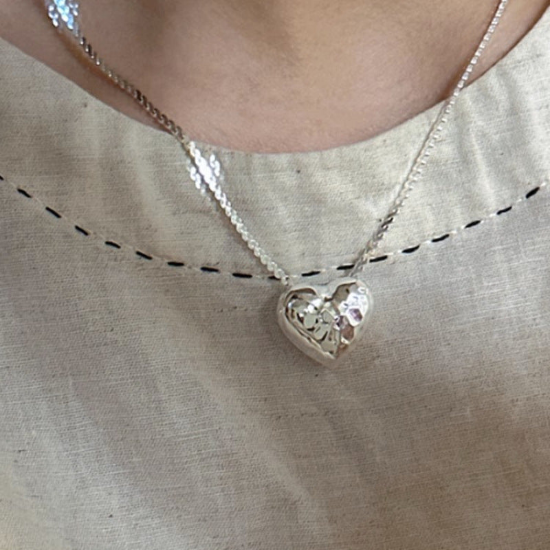 Women's Heart Clavicle Minority Simple Hammer Face Necklaces