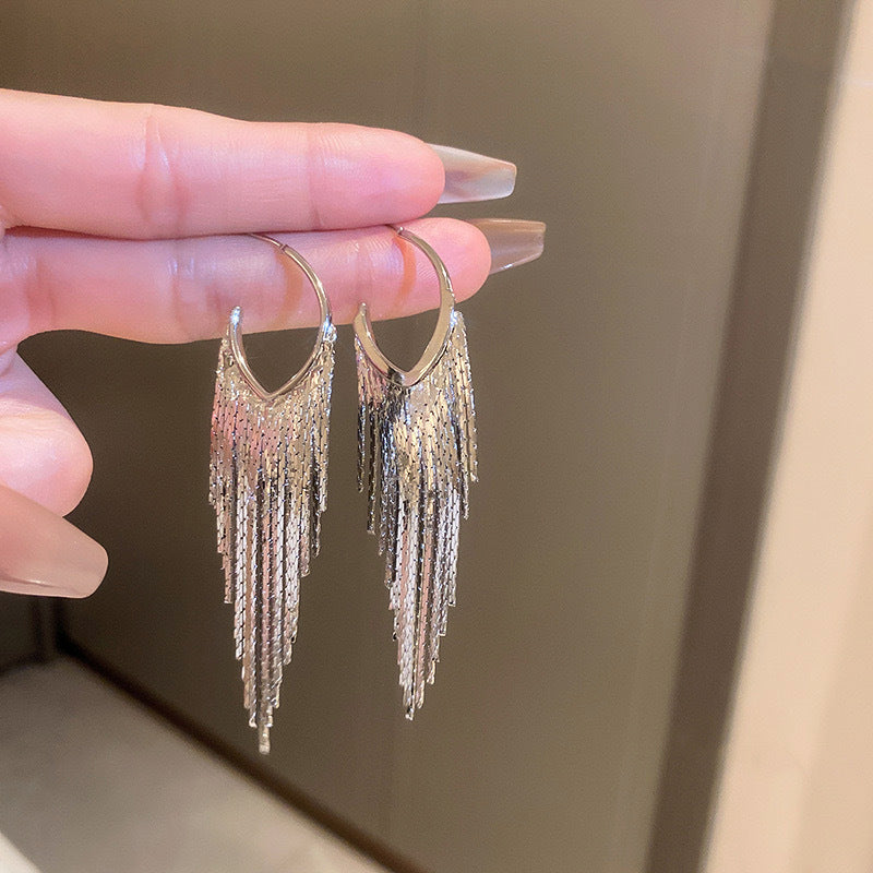 Women's Metal Long Fringe For Frosty Style Earrings