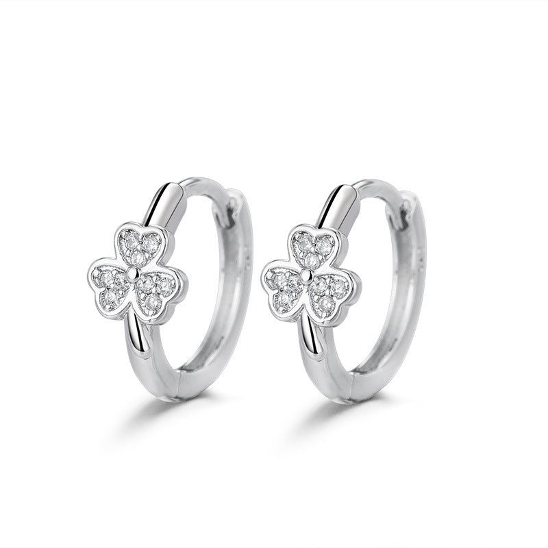 Clover Zircon Fashion Fresh Sweet Grass Flower Female Plum Ear Buckle