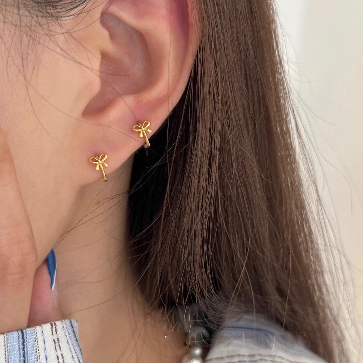 Women's Bowknot Exquisite Before Sleep Ear Niche Design Earrings