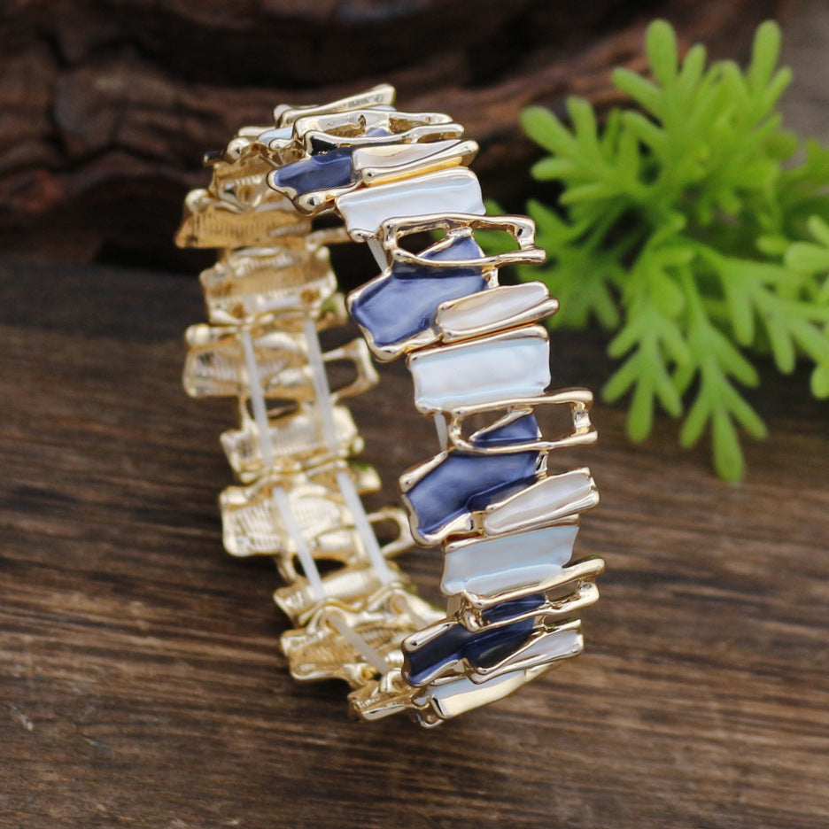 Women's Irregular Colorful Oil Alloy Handmade Painting Creative Geometric Bracelet