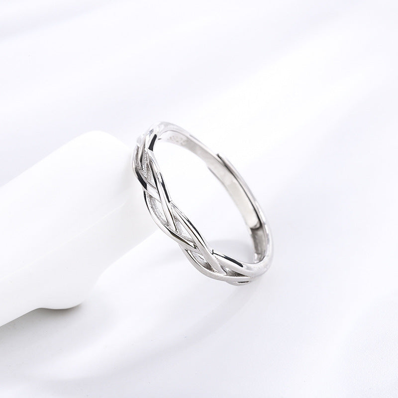 Women's & Men's Sier Heart Interwoven Couple Pair Of Rings