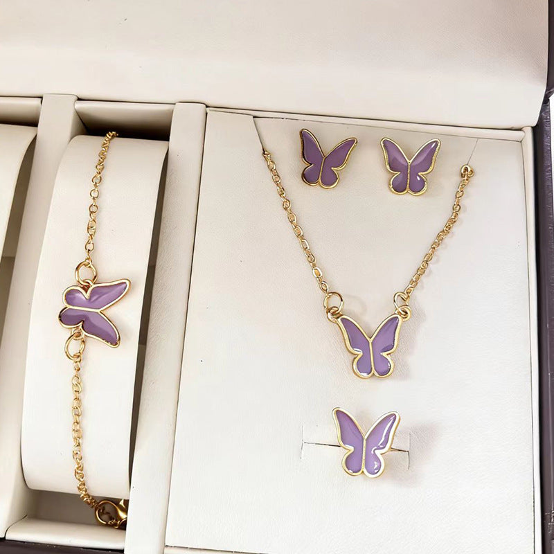 Drip Glazed Exquisite Simple Minority Fashion High-grade Clavicle Chain Elegant Jewelry Set