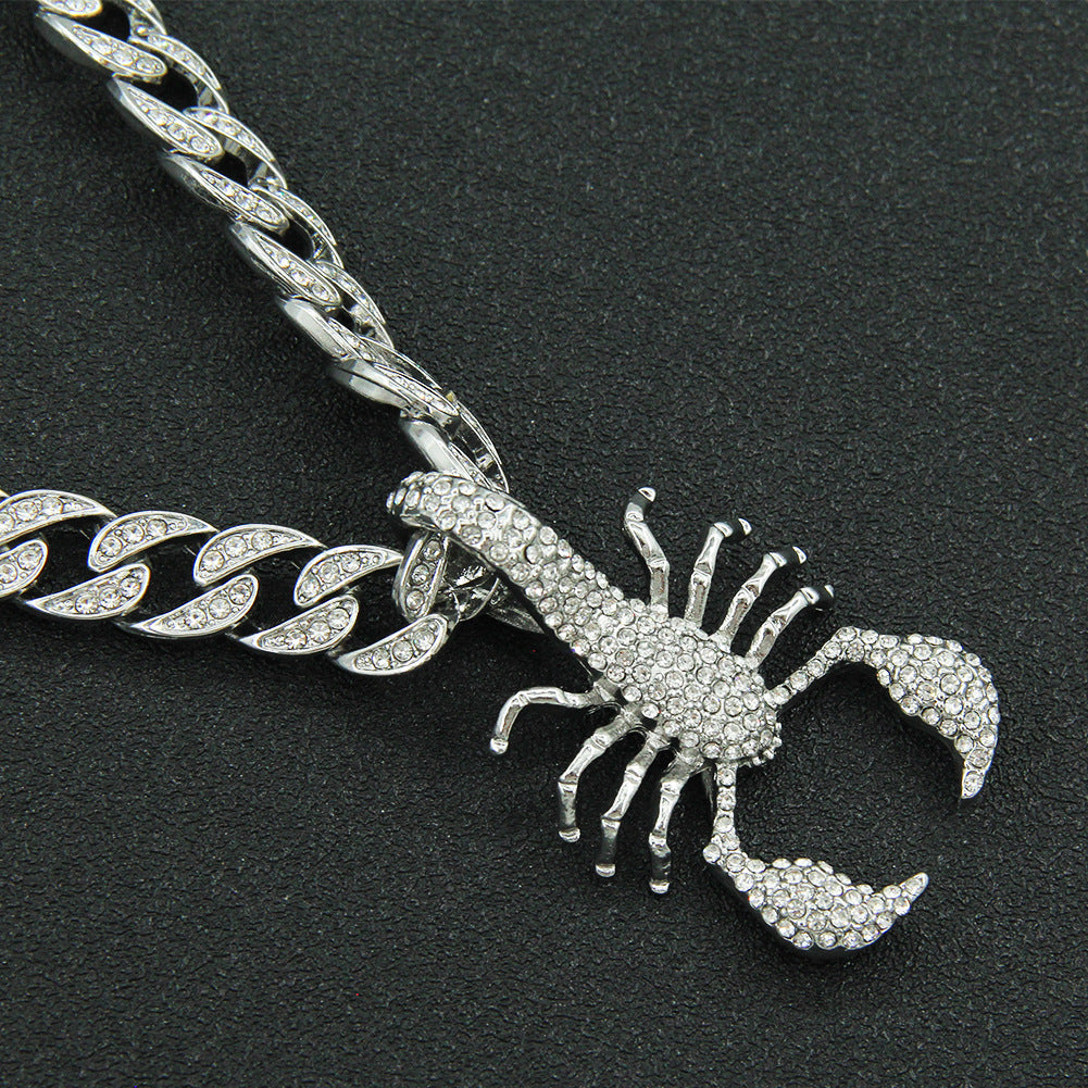 Hop Three-dimensional Full Diamond Scorpion Shape Necklaces