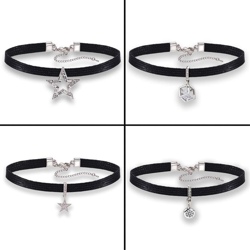 Women's Black Rope Fresh Clavicle Chain Short Neckband Collar Necklace