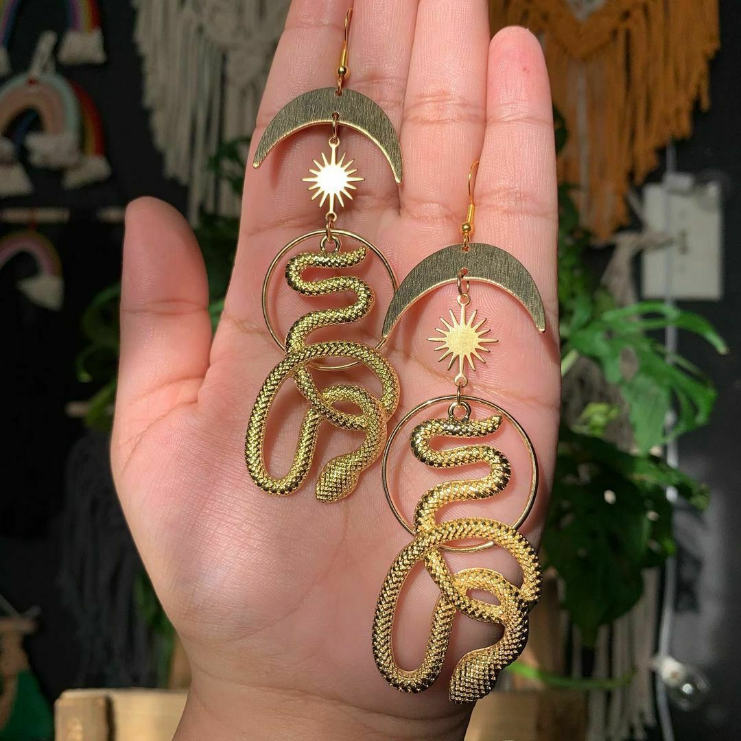 Graceful Fashion Charming Snake Moon Gift Earrings