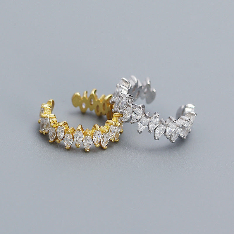 Light Luxury Sier Horse Eyes Zircon High Sense Ear Clip