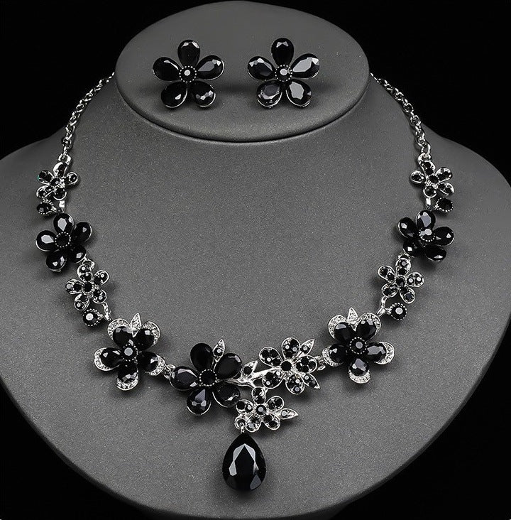 Exaggerated Alloy Suite Bridal Wedding Full Rhinestone Jewelry Set