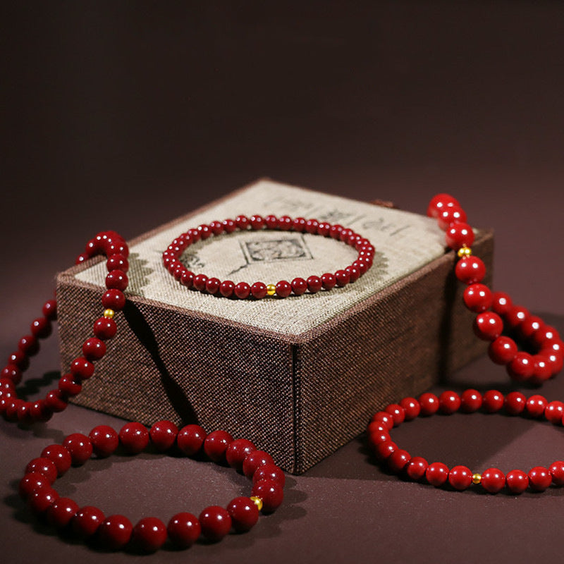 Women's & Men's Cinnabar Cross Zodiac Anniversary Year Red Bracelet