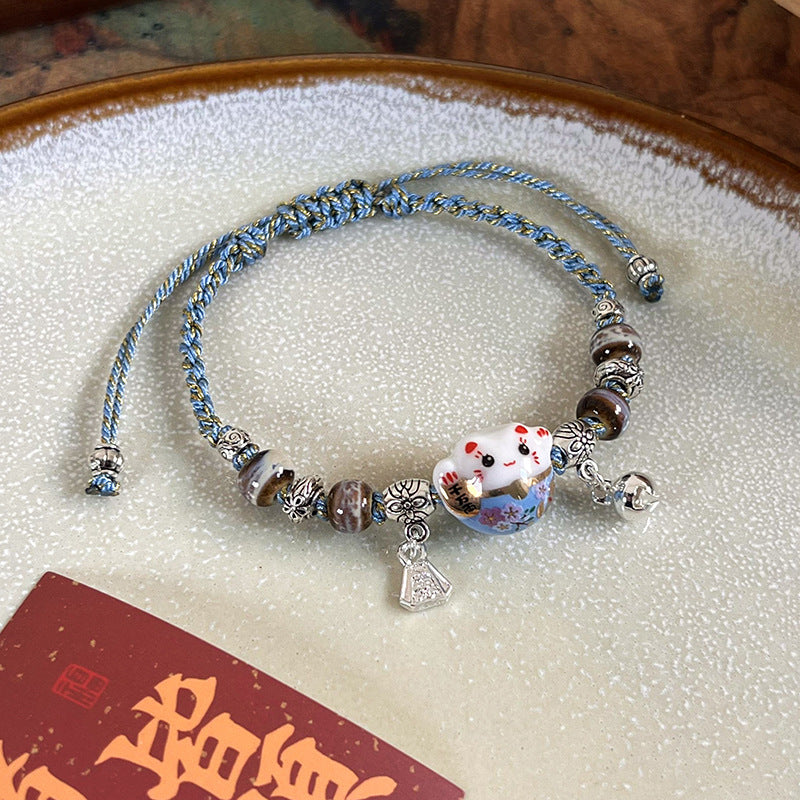 Niche Design Lucky Cat Bell Female Bracelets