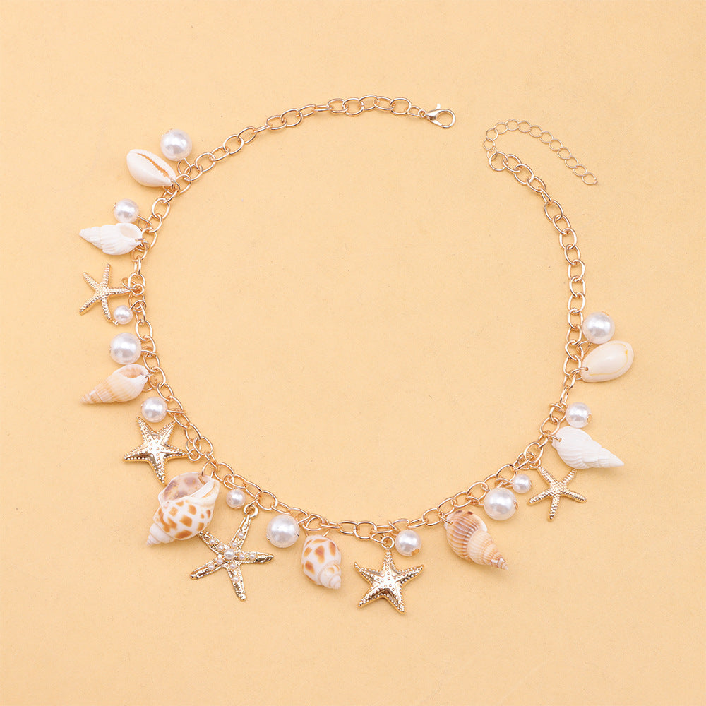 Women's Ocean Vacation Style Shell Starfish Pearl For Light Necklace